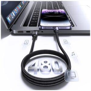 USAMS Al-Alloy SJ816 U110 RGB greito įkrovimo 30W USB-C į Lightning laidas 1.2 m juodas - Image 6