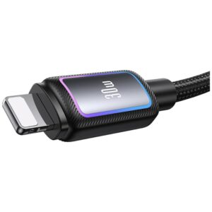 USAMS Al-Alloy SJ816 U110 RGB greito įkrovimo 30W USB-C į Lightning laidas 1.2 m juodas - Image 5