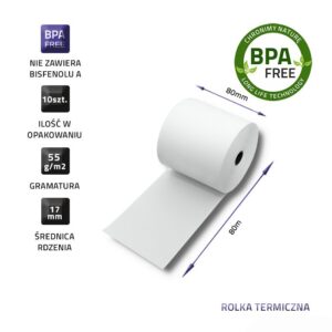 Qoltec 51892 Terminis ritinys 80 x 80 | 55g/m2 | 10 vnt | Be BPA - Image 3