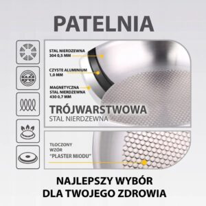 Plieninė keptuvė HONEYCOMB MAESTRO MR-1228 28 cm (MR-1228-28) - Image 3
