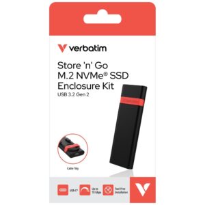 Verbatim M.2 NVMe USB 3.2 Gen 2 SSD išorinis korpusas su USB A/USB C kabeliu, juodas 32261 - Image 7