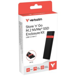 Verbatim M.2 NVMe USB 3.2 Gen 2 SSD išorinis korpusas su USB A/USB C kabeliu, juodas 32261 - Image 8