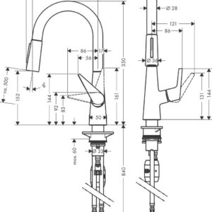 Virtuvinis maišytuvas su ištraukiama žarna Hansgrohe Talis M51 72817000 - Image 2