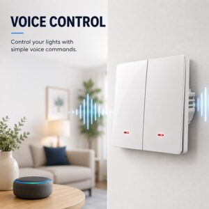 Qoltec 52706 Išmanusis 2 klavišų šviesos jungiklis | WiFi | Laikmatis | Tuya | Išmanusis gyvenimas | Balta - Image 3
