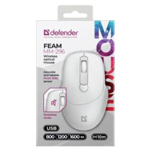 KOMPIUTERIO PELĖ DEFENDER FEAM MM-296 RF SILENT BALTA - Image 3