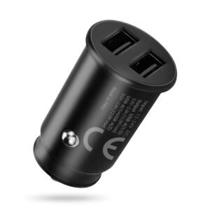 Automobilinis įkroviklis 2× USB 12 W, juodas + 1 m USB-C laidas - Image 3