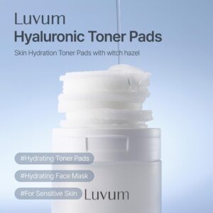LUVUM Witch Hazel Hyaluronic Toner Pad tonizuojantys padeliai 60 vnt. - su raganine lazdyne, pH 5,5 - Image 3