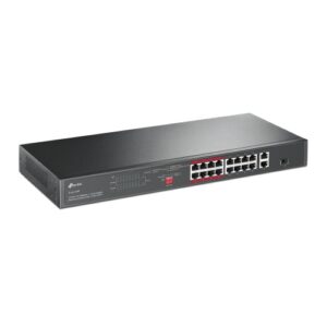 TP-Link TL-SL1218P 16-Port 10/100 Mbps + 2-Port Gigabit Rackmount Šakotuvas su 16-Port PoE+ - Image 2