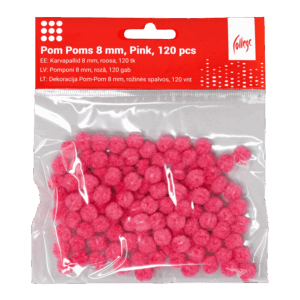 Dekoracija Pom-Pom College, 8 mm., 120 vnt., rožinės spalvos