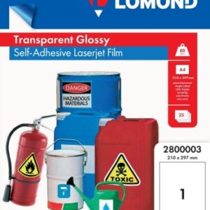 Lipni poliesterio plėvelė Lomond PET Laserjet Film Self Adhesive Skaidri Blizgi A4, 25 lapai