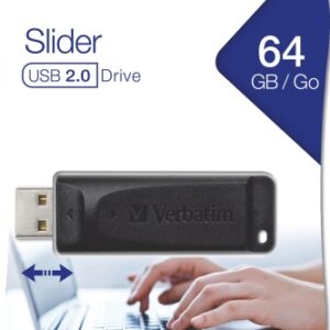 Verbatim 98698 Slider USB atmintinė 64GB, USB-A 2.0, Juoda