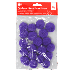 Dekoracija Pom-Pom College, 25 mm., 20 vnt., violetinės spalvos