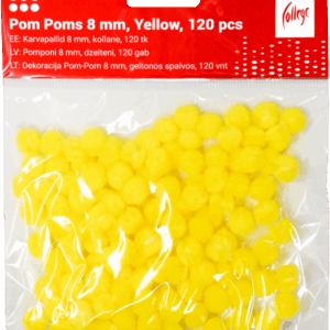 Dekoracija Pom-Pom College, 8 mm., 120 vnt., geltonos spalvos