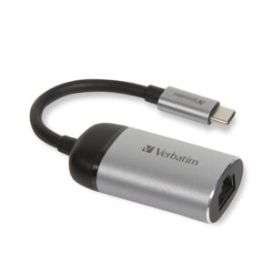 Verbatim 49146 USB-C to Gigabit Ethernet Adapteris, USB 3.1 GEN 1, Gigabit Ethernet, Pilka/Juoda - Image 1