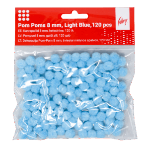 Dekoracija Pom-Pom College, 8 mm., 120 vnt., šviesiai mėlynos spalvos