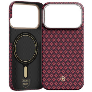 Benks dėklas Magnetic Armor Air Armor Grid Kevlar Metal Frame 600D (C.K.FL.AP.JX.0072) skirtas iPhone 18 Pro/17 Pro burgundinis - Image 4