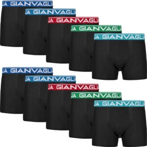 GIANVAGLIA Basic 026 vyriškos medvilninės boxer trumpikės su spalvotomis juostomis, L dydis 10 vnt.