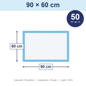Higieniniai paklotai šunims ir katėms 90×60 cm, 50 vnt. - Image 2