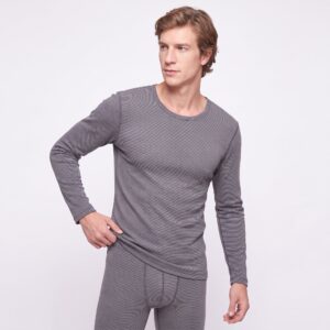 Vyriškas termo apatinių komplektas su merino vilna GAUBERT 151, XXL dydis tamsiai pilkas, dryžuotas