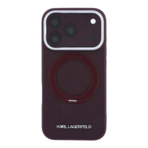 Karl Lagerfeld PU Saffiano dėklas su žiedu-stovu ir MagSafe funkcija, skirtas iPhone 18 Pro, bordo spalvos - Image 2