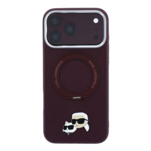 Karl Lagerfeld PU Grained K&CH Heads Ring Stand Magsafe dėklas, skirtas iPhone 18 Pro Max, bordo spalvos - Image 2