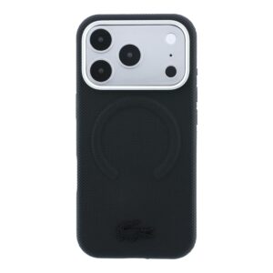 Lacoste PVC Petit Pique pusiau uždengiamas reljefinis MagSafe dėklas, skirtas iPhone 18 Pro, juodas - Image 2