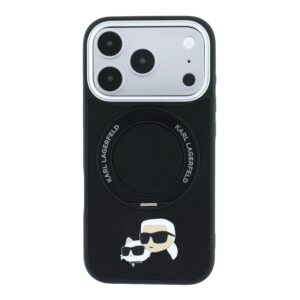 Karl Lagerfeld PU Grained K&CH Heads Ring Stand Magsafe dėklas, skirtas iPhone 18 Pro, juodas - Image 2