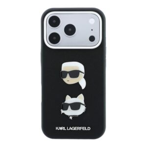 Karl Lagerfeld PU Semi Wrap Saffiano K&CH Heads dėklas, skirtas iPhone 18 Pro, juodas - Image 2