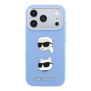 Karl Lagerfeld PU Semi Wrap Saffiano K&CH Heads dėklas, skirtas iPhone 18 Pro Max, mėlynas - Image 2
