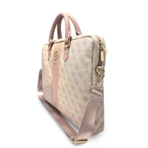 Guess PU 4G Stripe Metal Logo kompiuterio krepšys 14" rožinis - Image 2
