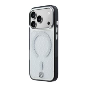 Mercedes PC/TPU Star Pattern MagSafe dėklas, skirtas iPhone 18 Pro Max, skaidrus/juodas