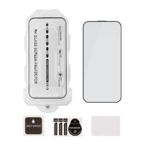 OBAL:ME 5D stiklinė ekrano apsauga su aplikatoriumi, skirta Apple iPhone 15/16, juoda