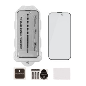 OBAL:ME Privacy 5D stiklinis ekrano apsauginis stiklas su aplikatoriumi, skirtas Apple iPhone 15/16, juodas