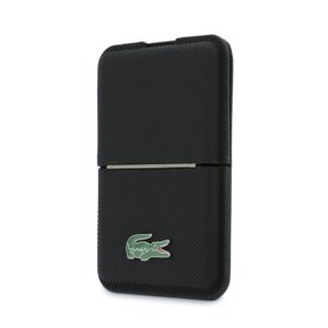 Lacoste PVC Iconic Petit Pique MagSafe piniginė su stovu, juoda