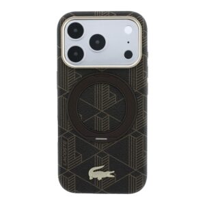 Lacoste PVC pusiau uždengiantis dėklas su žiediniu stovu ir MagSafe funkcija, skirtas iPhone 18 Pro Max, šviesiai auksinės spalvos - Image 2