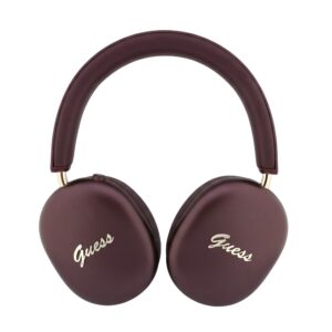 Guess Metallic Finish Gold Script Logo ENC belaidės ausinės, bordo spalvos - Image 2