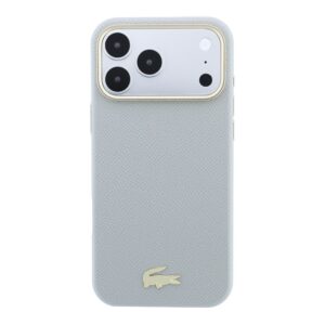 Lacoste PU odos Champs Elysees auksinio logotipo MagSafe dėklas, skirtas iPhone 18 Pro Max, šviesiai pilkas - Image 2