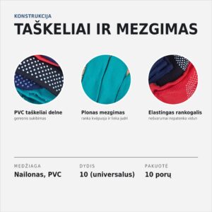 Riven Supply megztos nailoninės pirštinės su PVC taškeliais, įvairių spalvų, 10 porų - Image 3
