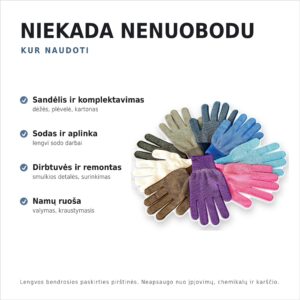 Riven Supply megztos nailoninės pirštinės su PVC taškeliais, įvairių spalvų, 10 porų