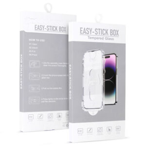 Grūdintas stiklas Full Glue Easy-Stick Box, skirtas iPhone 17 PRO MAX/18 PRO MAX, JUODAS