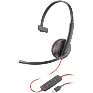 Poly Blackwire 3210 Mono Laidinės ausinės, USB-C, USB-C/A Adapter (Bulk), Juoda