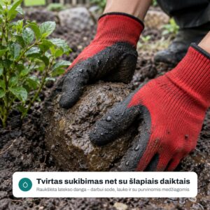 VENNER lateksu dengtos darbo pirštinės EN 388 3131X, raudonos/juodos, 12 porų, dydis S - Image 5
