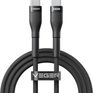 Veger Kabelis USB-C to USB-C PD 48V 5A 240W CC03 1.5m, Juoda